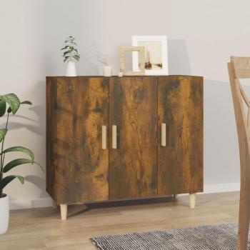 Aparador de madera de ingeniería 90x34x80 cm, Mueble de Almacenaje de Salón, Buffet para salón Moderno, Armario Auxiliar, Armario de Almacenamiento en roble ahumado