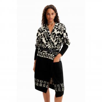 Desigual Chic Long Sleeved Coat with Contrast Details - L, Female Cardigan, Multicolor, Size: L