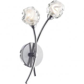 Aplique de pared Seattle de 2 luces en cromo satinado con vidrio moldeado, tipo G9