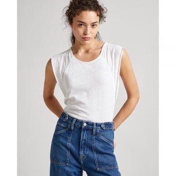 Camiseta de mujer Pepe Jeans en color blanco con manga mariposa Kai