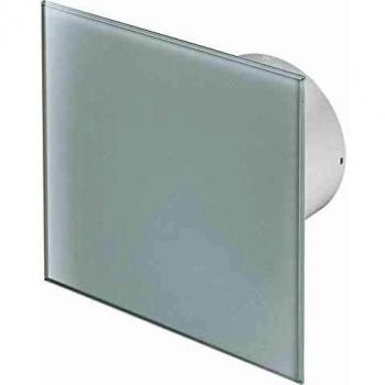 Extractor de aire 125mm con temporizador y panel frontal de cristal blanco TRAX para ventilación en pared y techo