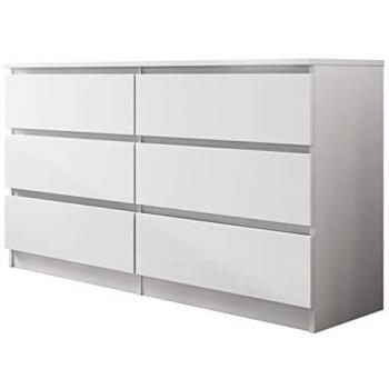 Cómoda Comfivo 161 Blanca con 6 Cajones, Dimensiones 77x138x40cm