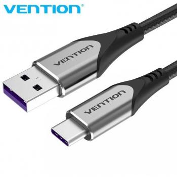 Cable USB-C a USB 2.0 Vention COFHI 3m Gris - Carga Rápida 5A, Aluminio, Hasta 100W, 480Mbps