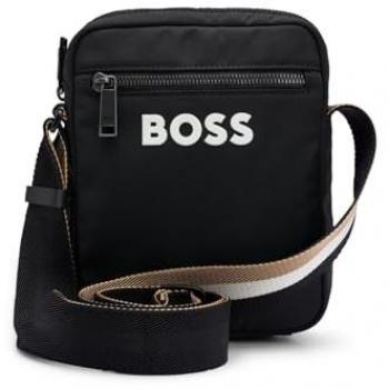 BOSS Catch 3.0 Men's Crossbody Bag - Black, Compact Size 20.5x16x5.5 cm with Logo Print and Signature Strap