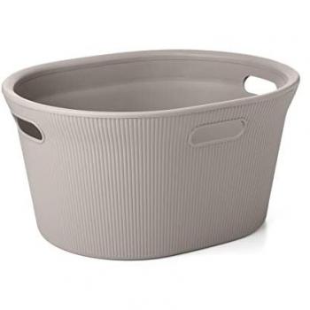 Cesto de Ropa Baobab 35L Taupe, Polipropileno Libre de BPA con 3 Asas