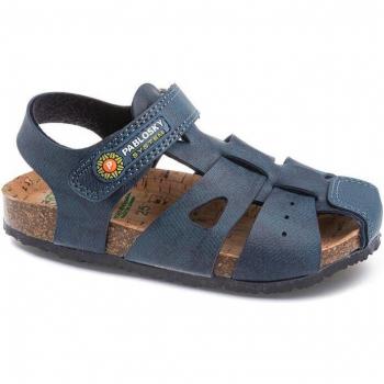 Sandalía Pablosky color tejano jeans oscuro cierre velcro y suela bio