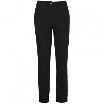YES ZEE Slim-fit Trousers, female, Black, Size: S Crepe Pants with Side and Back Pockets