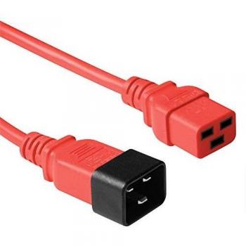 Cable de Alimentación C19 a C20 Rojo 0,60 m - Conectores Macho/Femenino 250V