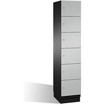 Armario de Compartimentos Bajo Llave Cambio C+P, 6 Compartimentos, Acero, Color Gris y Blanco, Dimensiones 400 mm