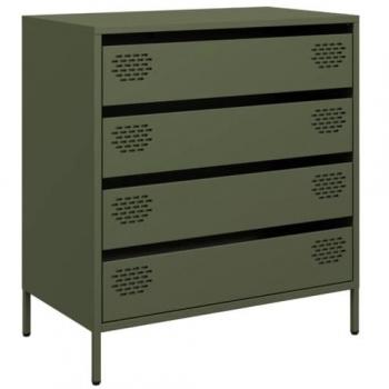 Aparador de acero laminado en frío verde oliva 68x39x73,5 cm