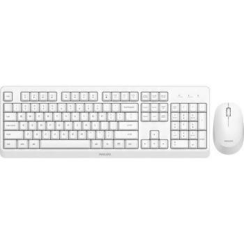 Combo Teclado y Ratón Inalámbricos Philips SPT6307WL Blanco 2.4 GHz con Teclas de Perfil Bajo