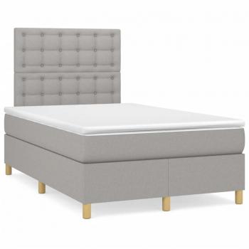 Colchón cama de muelles y tela LED gris claro 120x190 cm vidaXL