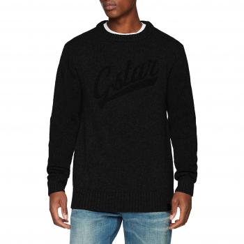 G-STAR RAW Core Logo R Knit L\s, suéter Hombre, Negro