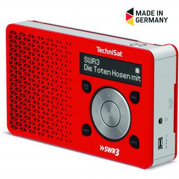 Radio Digital Portátil TechniSat DigitRadio 1 SWR3 Edición DAB+ Rojo y Blanco con FM y RDS, Batería y Red
