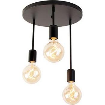 Plafón moderno negro 3 luces QAZQA acero 30 x 34.5 cm