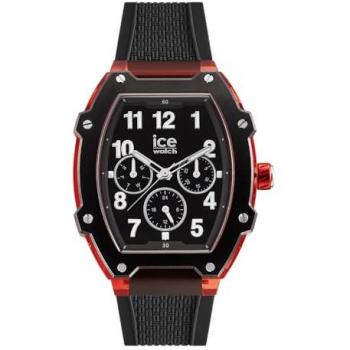 ICE Watch Boliday Men's Multifunctional Wristwatch - Black Red Silicone, 43.50mm, Quartz