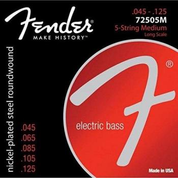 Fender 7250-5M Super Nickel-Plated Steel Bass Strings .045-.125 for 5-String Electric Bass