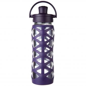 Botella de cristal Lifefactory con Active Flip Cap, vidrio, berenjena, 6.5  x  6.5  x  27 cm