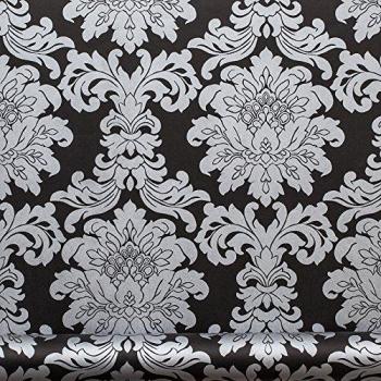 Equipo DRT Saraceno - Papel pintado, con diseño damasco, color plata, 1 rollo