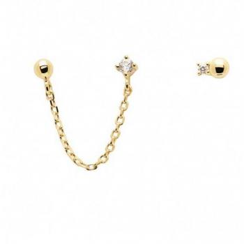 PDPaola Set Pendientes Plata Baño oro 18 kt. Circonitas