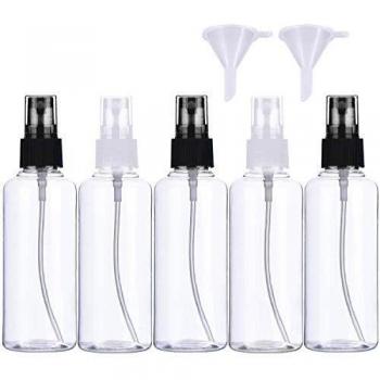 HOMVAN Atomizador recargable transparente 100 ml Botellas de plástico con atomizador Bombas vacías de plástico transparente para aceites esenciales Viajes Perfumes