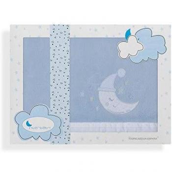 Interbaby 40087-01 - Interbaby - Sábanas de Coralina para Cuna, Luna Azul