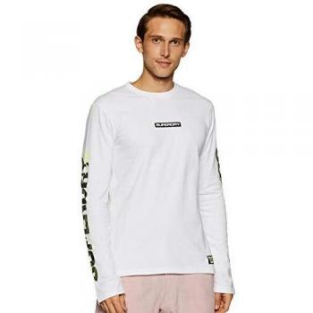 Superdry Trophy Camo L/s tee Camisa Manga Larga, Blanco