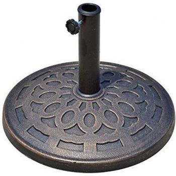 Base de Parasol Redonda de Resina Imitación Fundición Motivo Rosetón Ø 49 cm 14 Kg Bronce