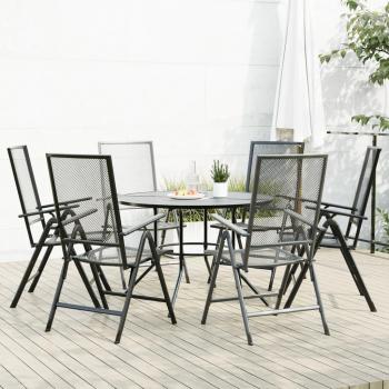 Set de Sillas Jardín Reclinables 7 Piezas Acero Antracita