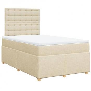 Cama Box Spring con Colchón de Tela Color Crema 120x200 cm