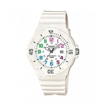 Reloj Casio LRW-200H-7BV Mujer Correa de Caucho Blanca Esfera Blanca Resistente al Agua Cronómetro Alarmas