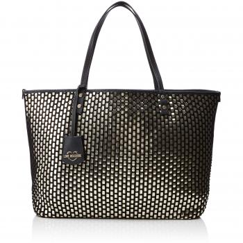Love Moschino - Borsa Intreccio Pu, Bolso de mano Mujer, Negro