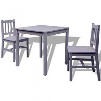 vidaXL Madera Pino Set de Comedor 3 Piezas Mesa y Sillas Mobiliario Salón Dormitorio Sala de Estar Cocina Restaurante Conjunto Blanco