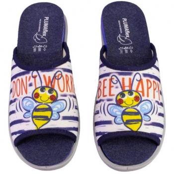 Zapatillas de casa de mujer PLUMAFLEX 12404HAPPY azul marino