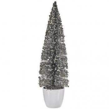 ?rbol de Navidad Grande Plateado Blanco 10 x 38 x 10 cm de Plástico