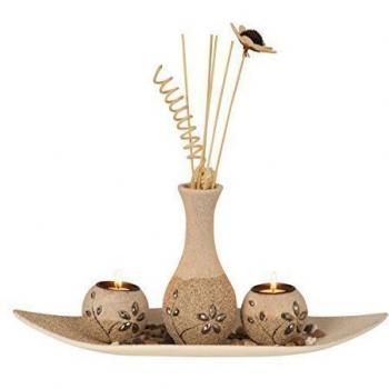 Mel O Design Moderno portavelas de té de 3-Piezas Portavelas Conjunto Incluido jarrón Altura 37 cm