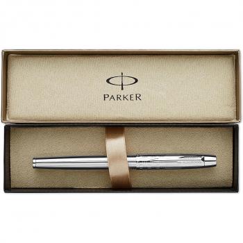 Parker IM Premium - Pluma estilográfica de punta media cromado con caja, color plata, con grabado