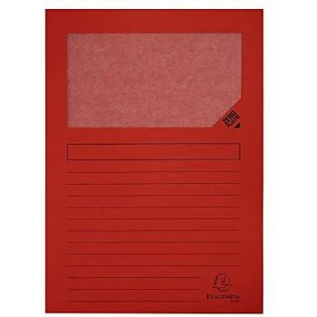 Exacompta 50105E - Lote de 100 Subcarpetas Forever 120 con ventana e impresas, Color Rojo
