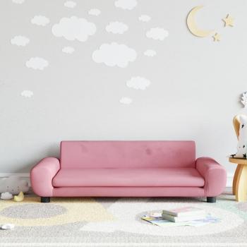Sofá infantil de terciopelo rosa 100x54x33 cm