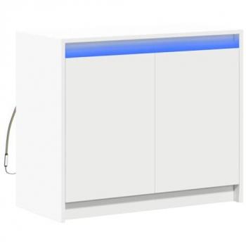 Aparador con LED de madera de ingeniería blanco 72x34x61 cm