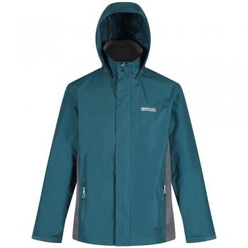 Regatta Matt Waterproof Mesh Lined Hooded Shell Jacket Chaqueta Impermeable, Hombre, Deep Teal/Magnet, Extra-Large