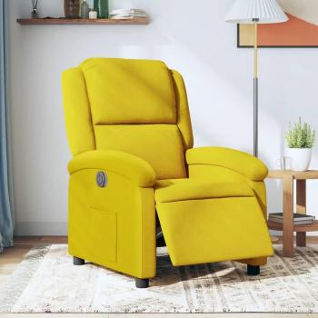 Silla reclinable eléctrica de terciopelo amarillo Vidaxl