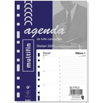 Recambio Anual Multifin 2024 - Catalán con Vista Diaria y Tamaño 155x215 mm