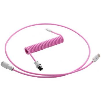 CableMod Pro Coiled Keyboard Cable USB A to USB Type C 150cm - Strawberry Cream