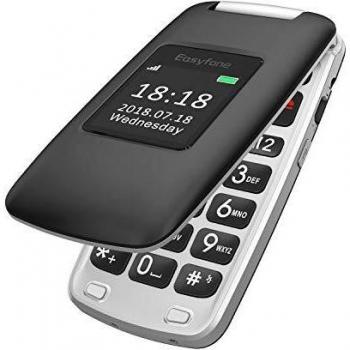 Easyfone Prime-A1 gsm Teléfono Móvil para Mayores con Tapa y Teclas Grandes, Audífono con Compatibles, SOS Botones, Cámara de 2.0MP, Fácil de Usar para Ancianos con Base de Carga