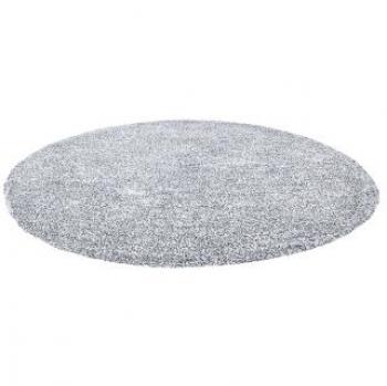 Alfombra Shaggy Gris Melange Redonda 140 cm Moderna de Pelo Largo Demre