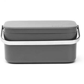 Brabantia 117541 Small Worktop Food Caddy with Handle - Dark Grey, 12.7 x 22.1 x 10.7 cm