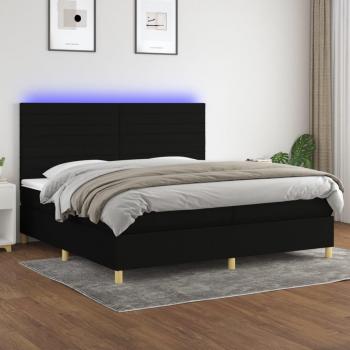 Colchón de cama box spring con muelles y tela LED negra 200x200cm