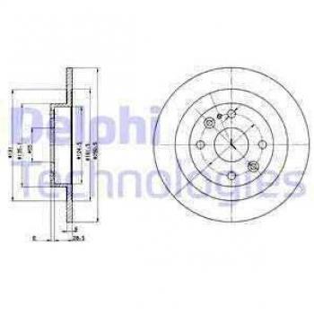Disco de Freno DELPHI BG2805 Trasero Macizo, 2 Piezas