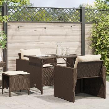4 Piece Brown Poly Rattan Garden Sofa Set with Cushions